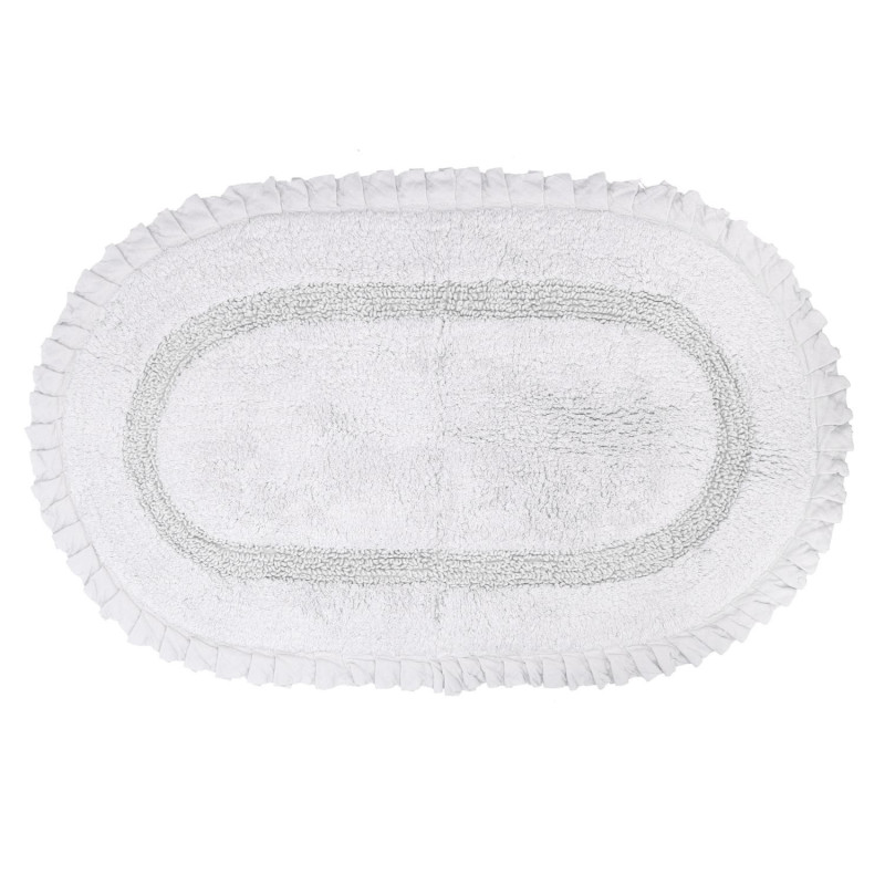 Tappetino bagno 100% cotone Romance perla ovale antiscivolo
