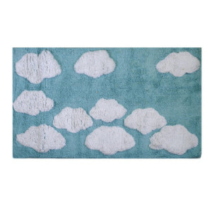 Zoom Tappetino bagno 100% cotone nuvole acqua antiscivolo cm 50x80x2