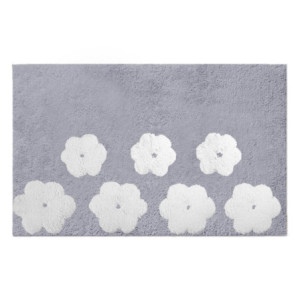 Tappetino bagno 100% cotone Fiori perla antiscivolo 50x80
