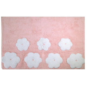 Zoom Tappetino bagno 100% cotone fiori rosa antiscivolo cm 50x80x2