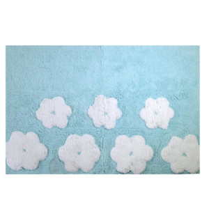 Zoom Tappetino bagno 100% cotone fiori acquaantiscivolo cm 50x80x2