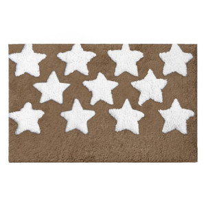 Tappetino bagno 100% cotone Stelle beige antiscivolo 50x80