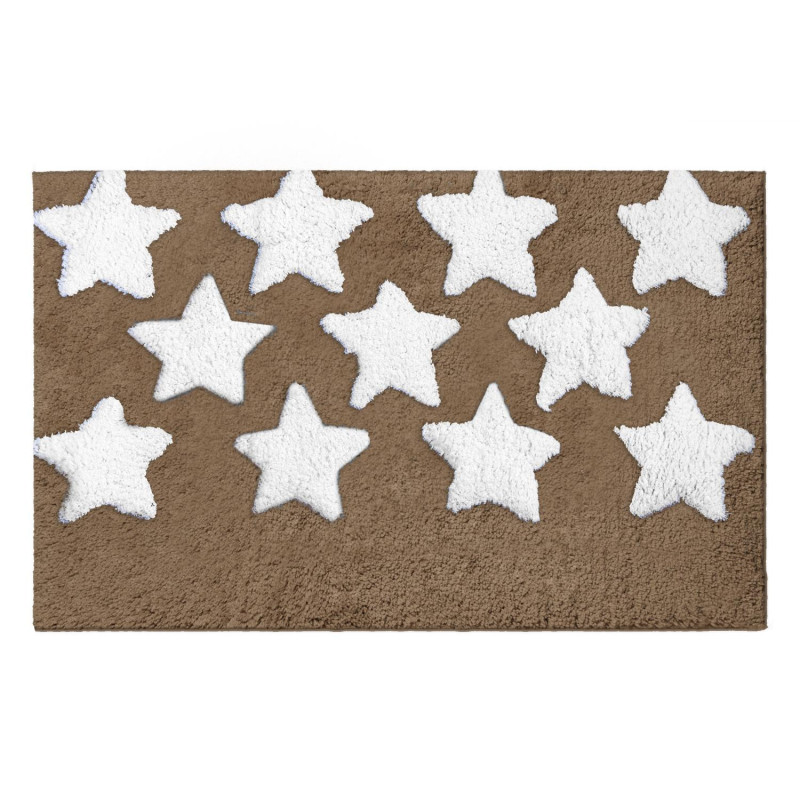 Tappetino bagno 100% cotone Stelle beige antiscivolo 50x80