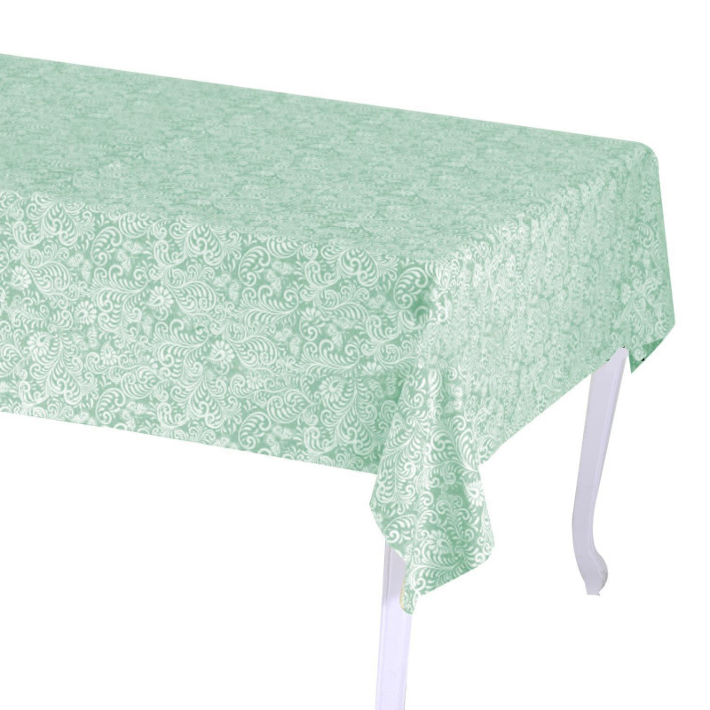 Tovaglia Flora Jaquard verde salvia rettangolare cm 140x240 elegante