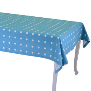 Tovaglia pop pois blu petrolio rettangolare cm 140x240