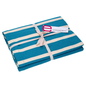 Zoom Tovaglia pop righe blu petrolio rettangolare cm 140x240