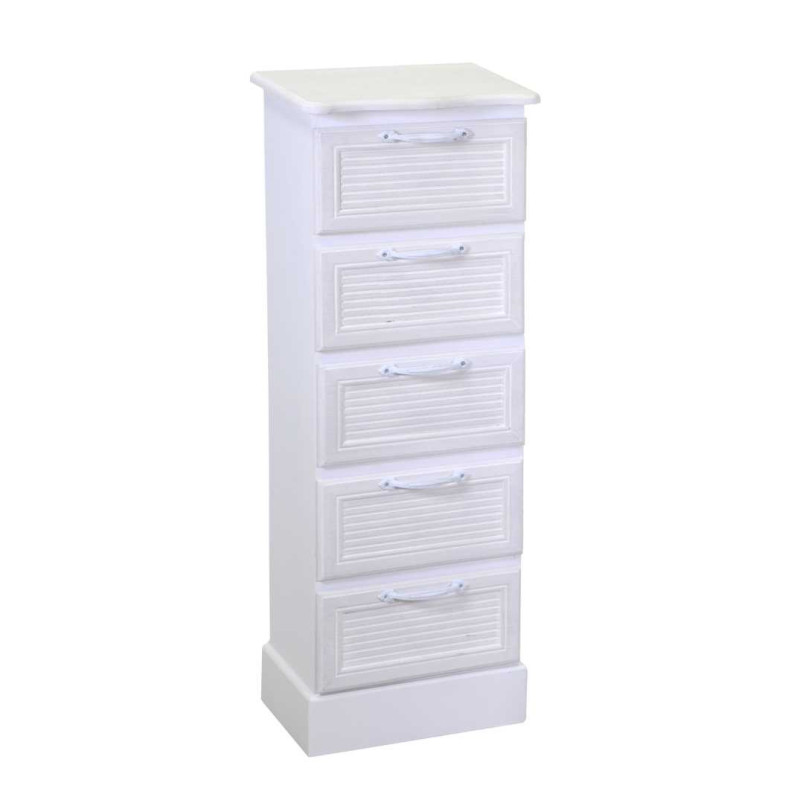 Mobiletto legno liverpool 5 cassetti bianco cm 29x23h81