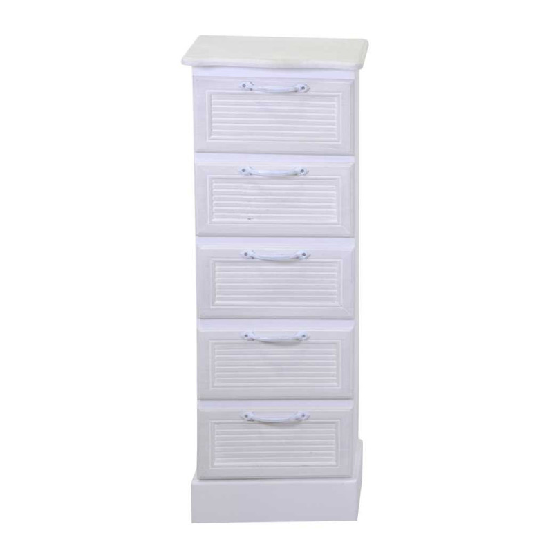 Mobiletto legno liverpool 5 cassetti bianco cm 29x23h81