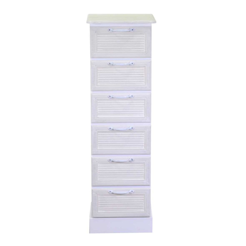Mobiletto legno Liverpool 6 cassetti bianco 29x23x95 cm casa