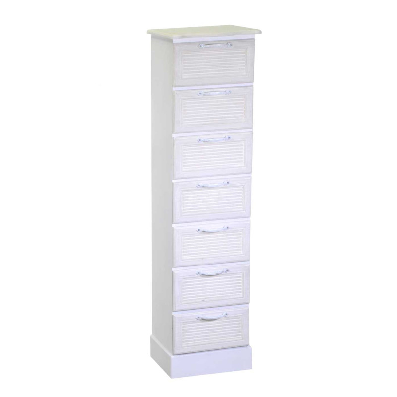 Mobiletto legno Liverpool 7 cassetti bianco 29x23x109 cm casa