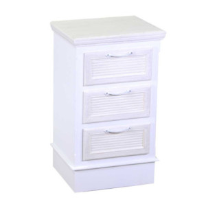 Mobiletto legno liverpool 3 cassetti bianco cm 37x30h64