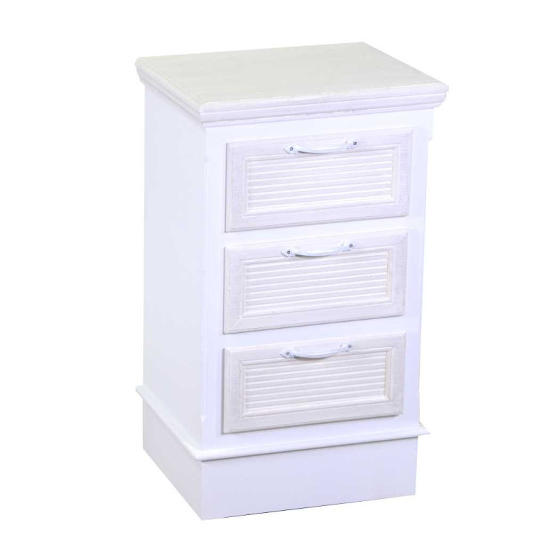 Mobiletto legno liverpool 3 cassetti bianco cm 37x30h64