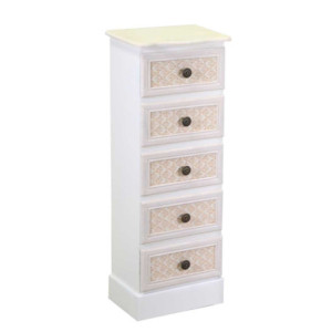 Mobiletto legno Losanna 5 cassetti crema 29x23x81 cm elegante