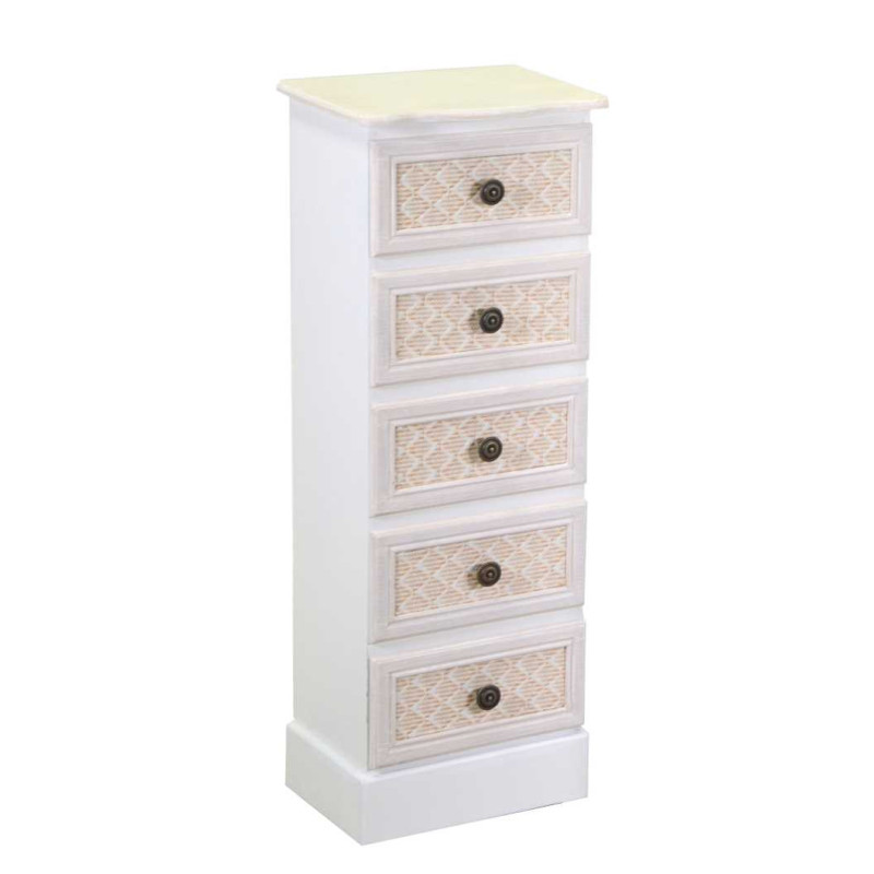 Mobiletto legno Losanna 5 cassetti crema 29x23x81 cm elegante