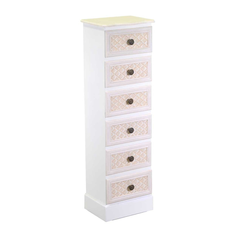 Mobiletto legno Losanna 6 cassetti crema 29x23x95 cm elegante