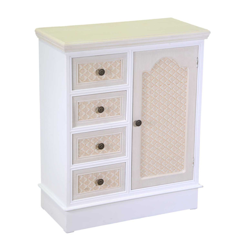 Cassettiera legno Losanna 1 anta 4 cassetti crema 66x32x81 cm
