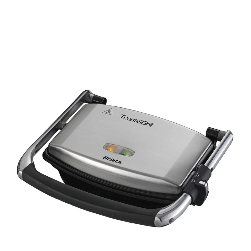 Piastra elettrica antiaderente per toast e sandwich 1000W argento