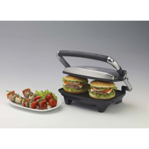 Zoom Piastra elettrica antiaderente - Per toast e sandwich - 1000W - Argento