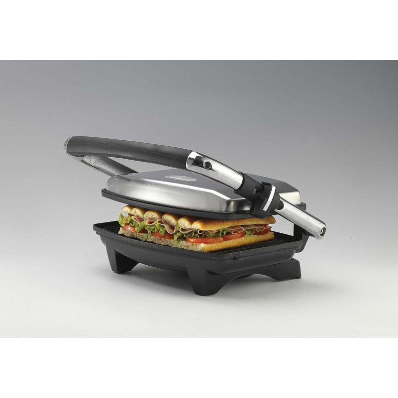 Piastra elettrica antiaderente per toast e sandwich 1000W argento