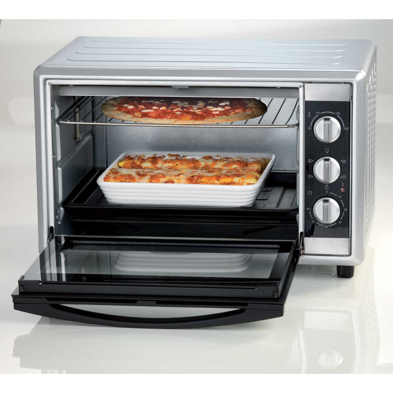 Forno elettrico ventilato 45L girarrosto 1800W inox doppio vetro