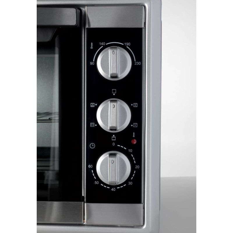 Forno elettrico ventilato 45L girarrosto 1800W inox doppio vetro
