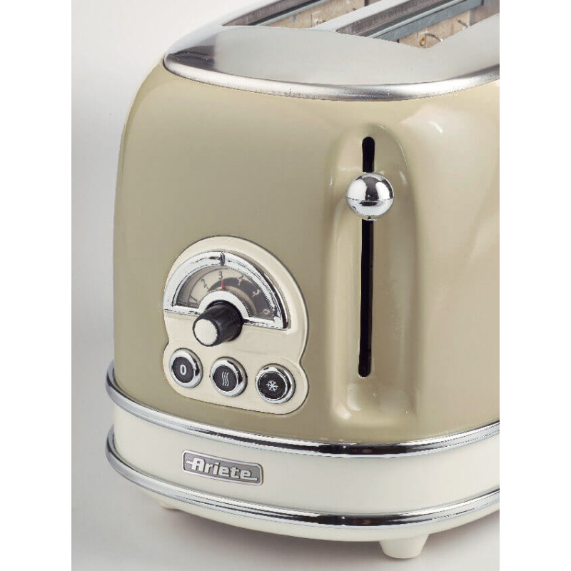 Tostapane vintage 2 fette 6 livelli acciaio inox beige pinze