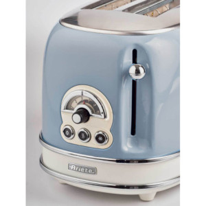 Zoom Tostapane Vintage 2 Fette - Con Pinze, 6 Livelli di Tostatura - Acciaio Inox - Celeste