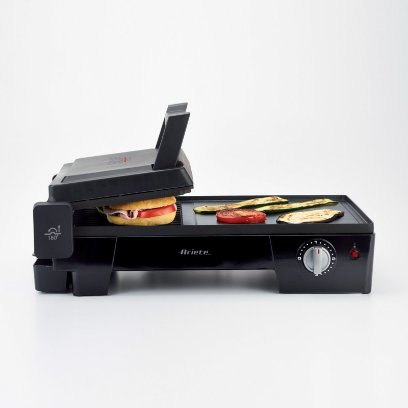 Griglia elettrica 3 in 1 barbecue piastra liscia rigata 180°