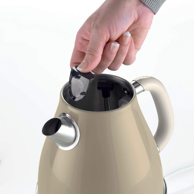 Bollitore elettrico 1,7L acciaio inox beige vintage autospegnimento