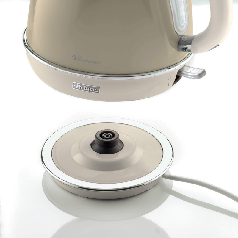 Bollitore elettrico 1,7L acciaio inox beige vintage autospegnimento