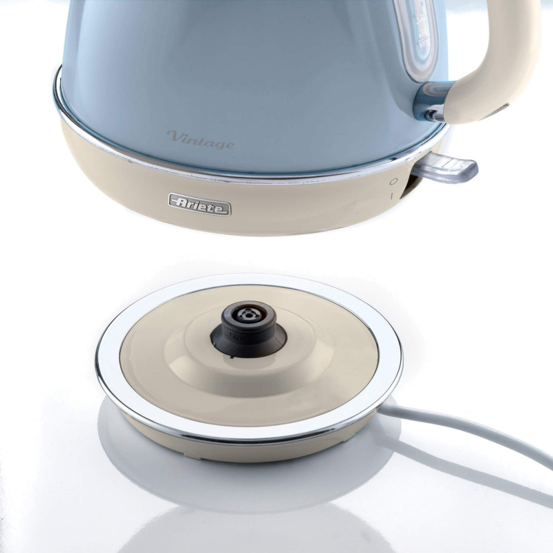 Bollitore elettrico 1,7L celeste vintage acciaio inox autospegnimento