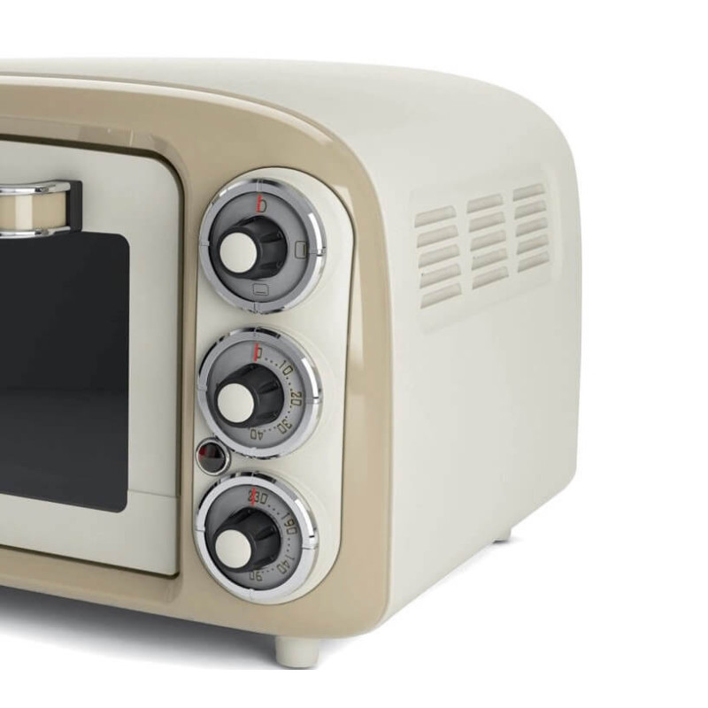 Forno elettrico 18L pizza 30cm doppio vetro 1380W vintage beige