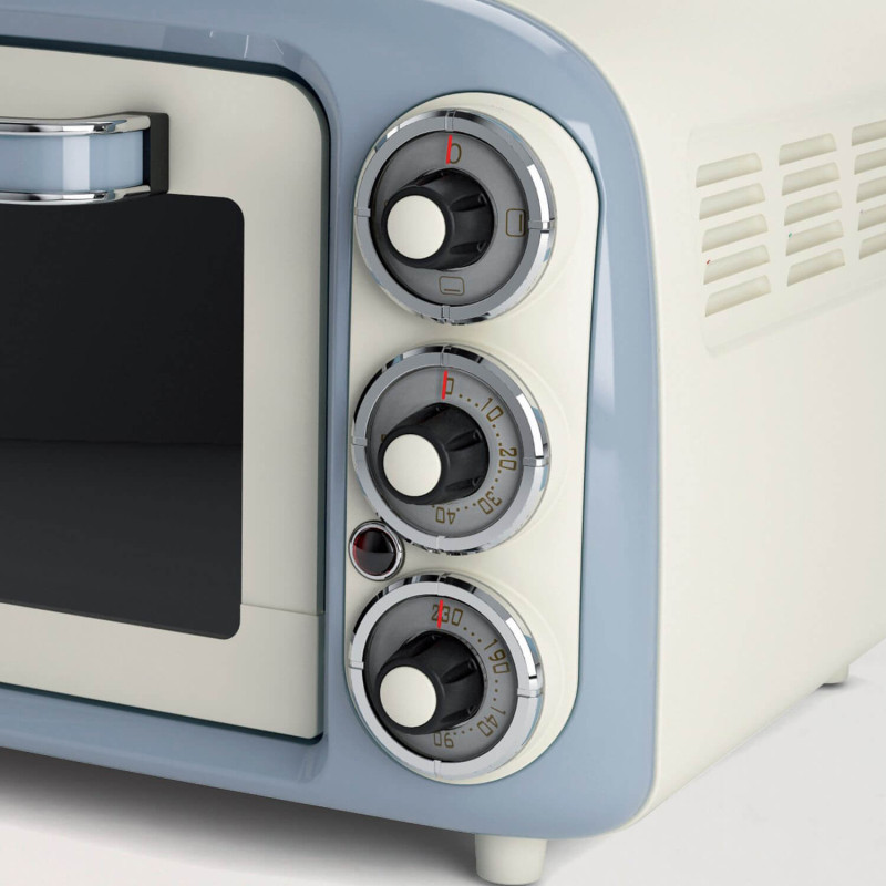 Forno elettrico 18L pizza 30cm doppio vetro 1380W vintage celeste
