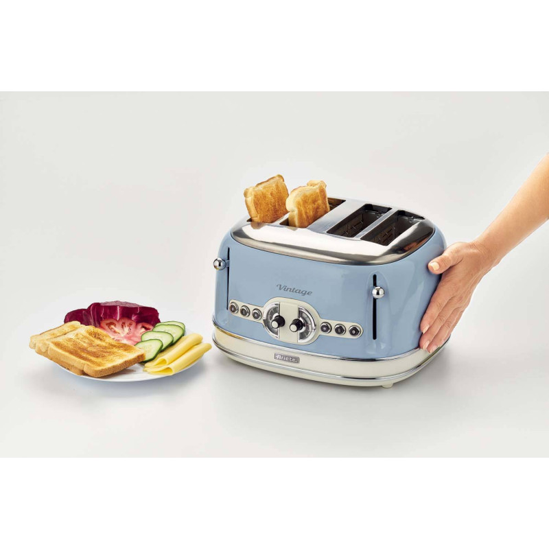 Tostapane vintage 4 fette 6 livelli defrost celeste 1700W