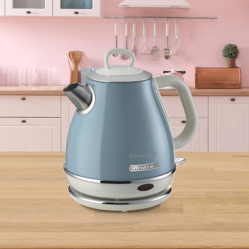 Bollitore vintage 1L autospegnimento acciaio inox 1600W celeste