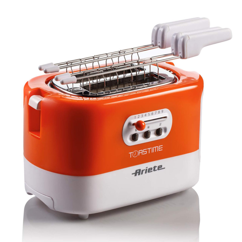 Tostapane 2 fette 9 livelli doratura 700W bianco arancio pinze