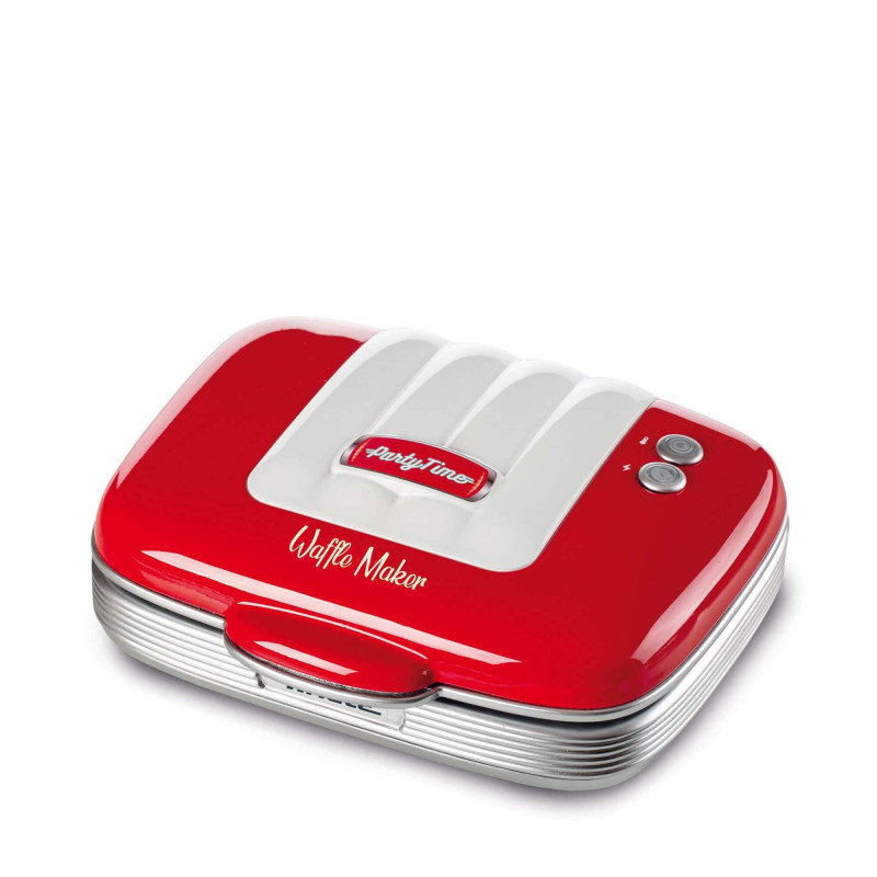 Waffle Maker Party Time 700W Piastre Antiaderenti Rosso