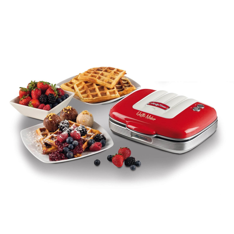 Waffle Maker Party Time 700W Piastre Antiaderenti Rosso
