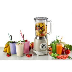 Zoom Frullatore Vintage - 1,5L Tazza in Vetro - 4 Lame Acciaio Inox - 1000W - Beige