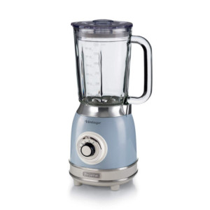 Frullatore Vintage 1,5L 1000W 4 Lame Acciaio Tazza Vetro Celeste