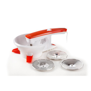 Zoom Passaverdure Elettrico - 3 Dischi Acciaio Inox - 25W - Bianco e Arancio