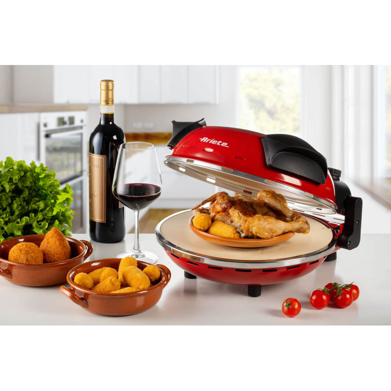 Forno pizza 4 minuti piastra refrattaria 1200W nero compatto