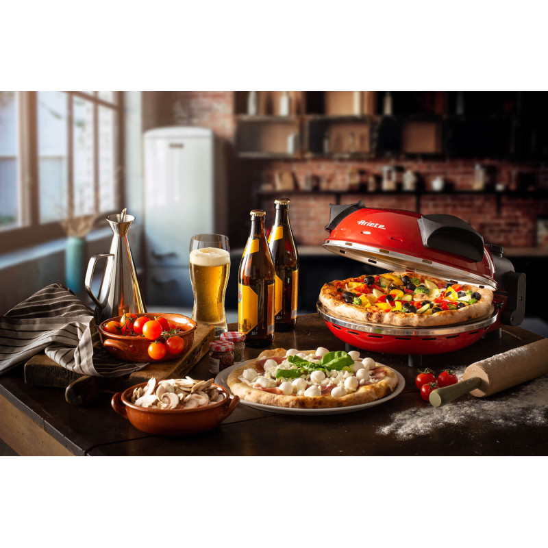 Forno pizza 4 minuti piastra refrattaria 1200W nero compatto