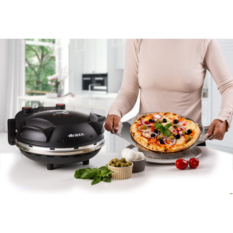 Forno Pizza 4 Minuti Piastra Pietra Refrattaria 1200W Bianco