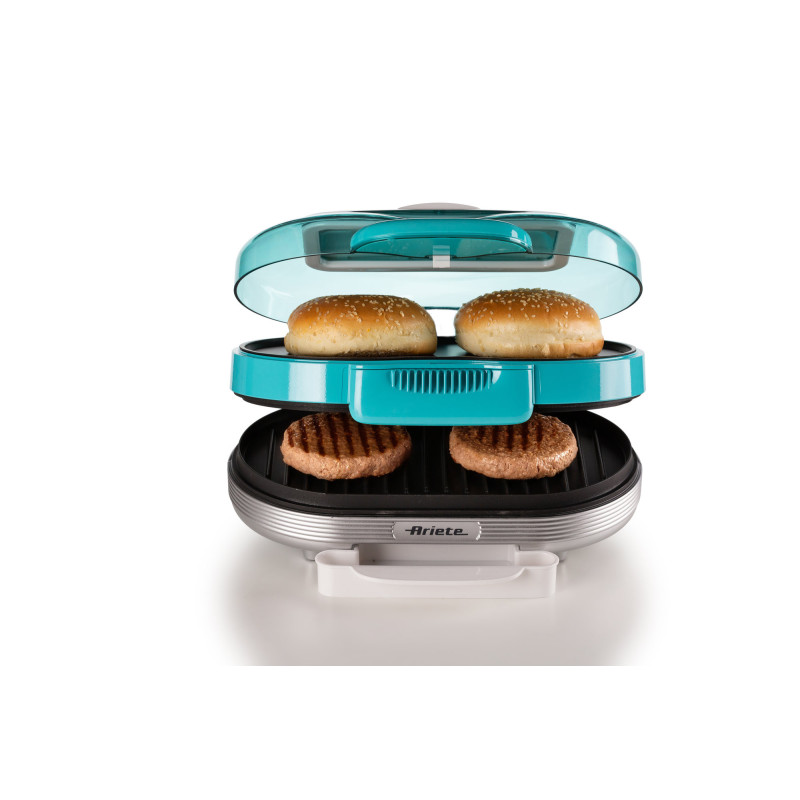 Macchina per Hamburger 1200W Doppie Piastre Antiaderenti Celeste