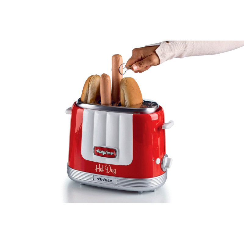 Macchina per Hot Dog 650W 4 Spazi 5 Livelli Espulsione Rossa