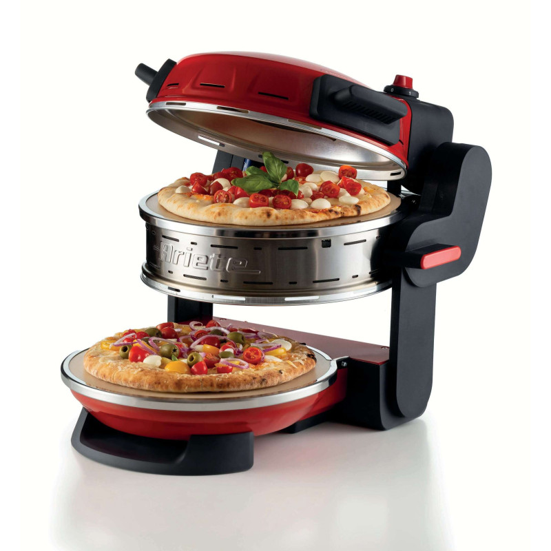 Forno pizza doppio 2300W 2 pietre refrattarie 5 livelli rosso