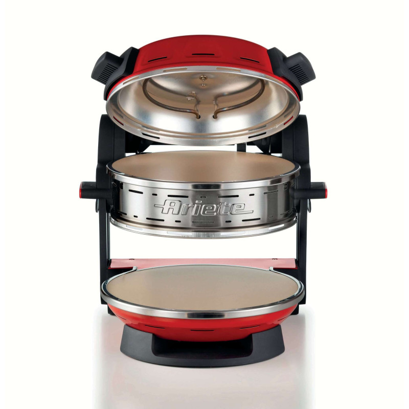 Forno pizza doppio 2300W 2 pietre refrattarie 5 livelli rosso