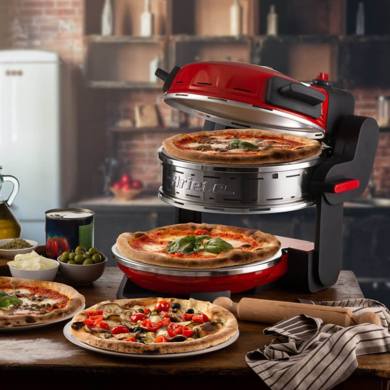 Forno pizza doppio 2300W 2 pietre refrattarie 5 livelli rosso