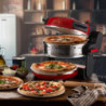 Forno pizza doppio 2300W 2 pietre refrattarie 5 livelli rosso
